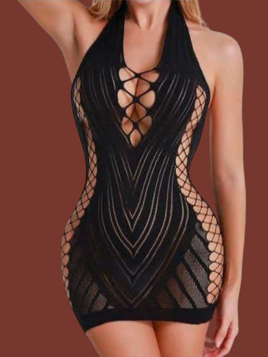 Aurexal™ Sexy Fishnet Lingerie Dress for Women – Bodycon Stretch Nightwear Mini Dress