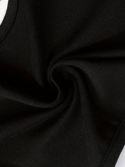 Aurexal™ Black Suspender Cut-Out Strappy Bodysuit with Adjustable Buckle Straps One-Piece Lingerie with High-Cut Design Free Size