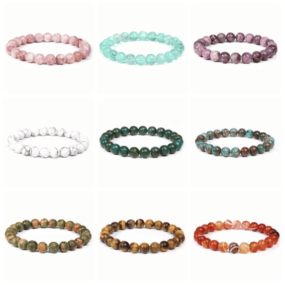 Hot Sale Natural Stones 8mm Gorgeous Semi-Precious Gemstones Healing Crystal Stretch Unisex Seed Bead Bracelets