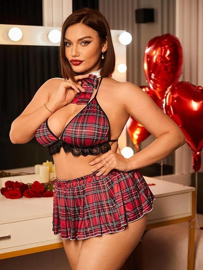 Aurexal™ Plain Fantasy Baby Doll Dress Above Knee Babydoll Nightwear Sheer Honeymoon Lingerie T Bikini Set for Chrismas, Girlfriend, Wife - Free Size