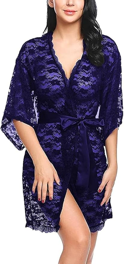 Aurexal™ Babydoll Lace Net Robe Lingerie Nightwear Dress for Honeymoon