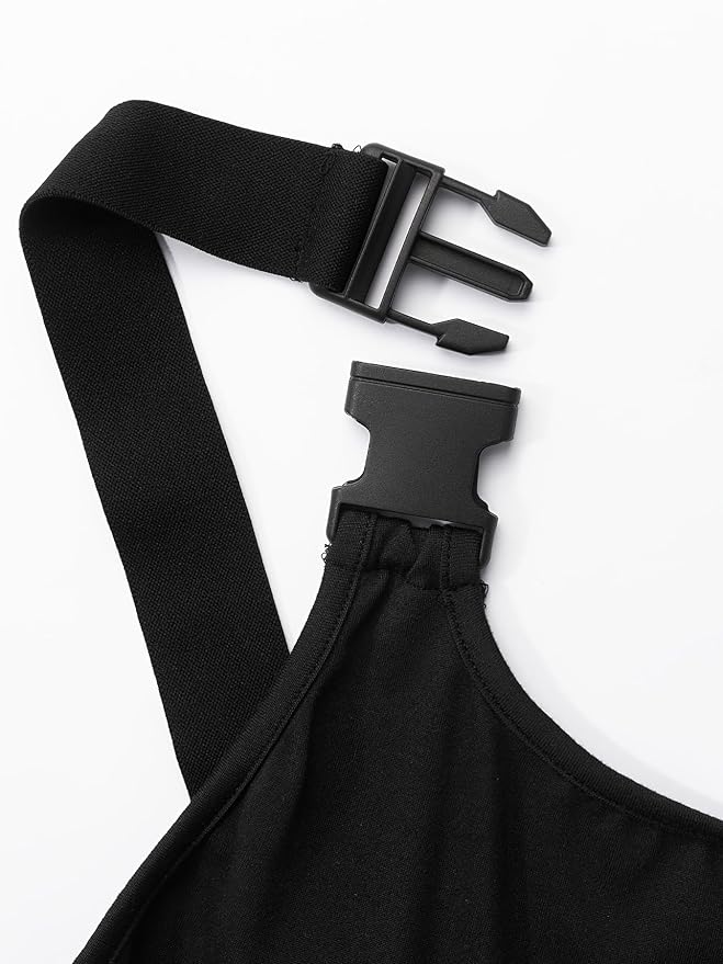 Aurexal™ Black Suspender Cut-Out Strappy Bodysuit with Adjustable Buckle Straps One-Piece Lingerie with High-Cut Design Free Size