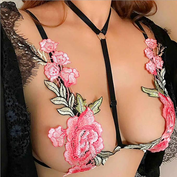 Aurexal™ Stylish Floral Embroidered Lingerie 2-Piece Set with Strappy Details for Women Lightweight & Breathable Fabric Ideal for Brides (Free size)
