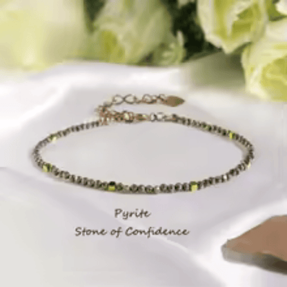 Pyrite adjustable rope bracelet: 3mm small gold jewelry stone, simple ladies' anklet necklace