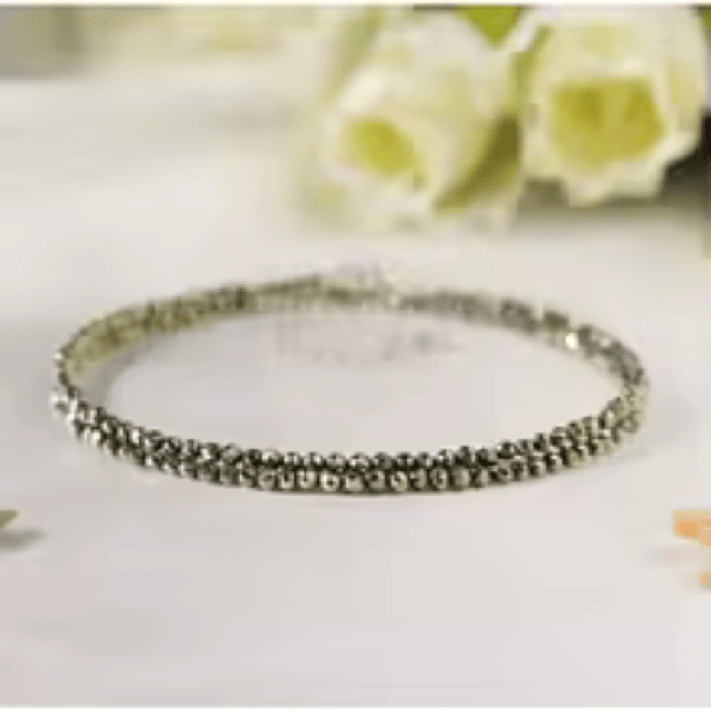 Pyrite adjustable rope bracelet: 3mm small gold jewelry stone, simple ladies' anklet necklace