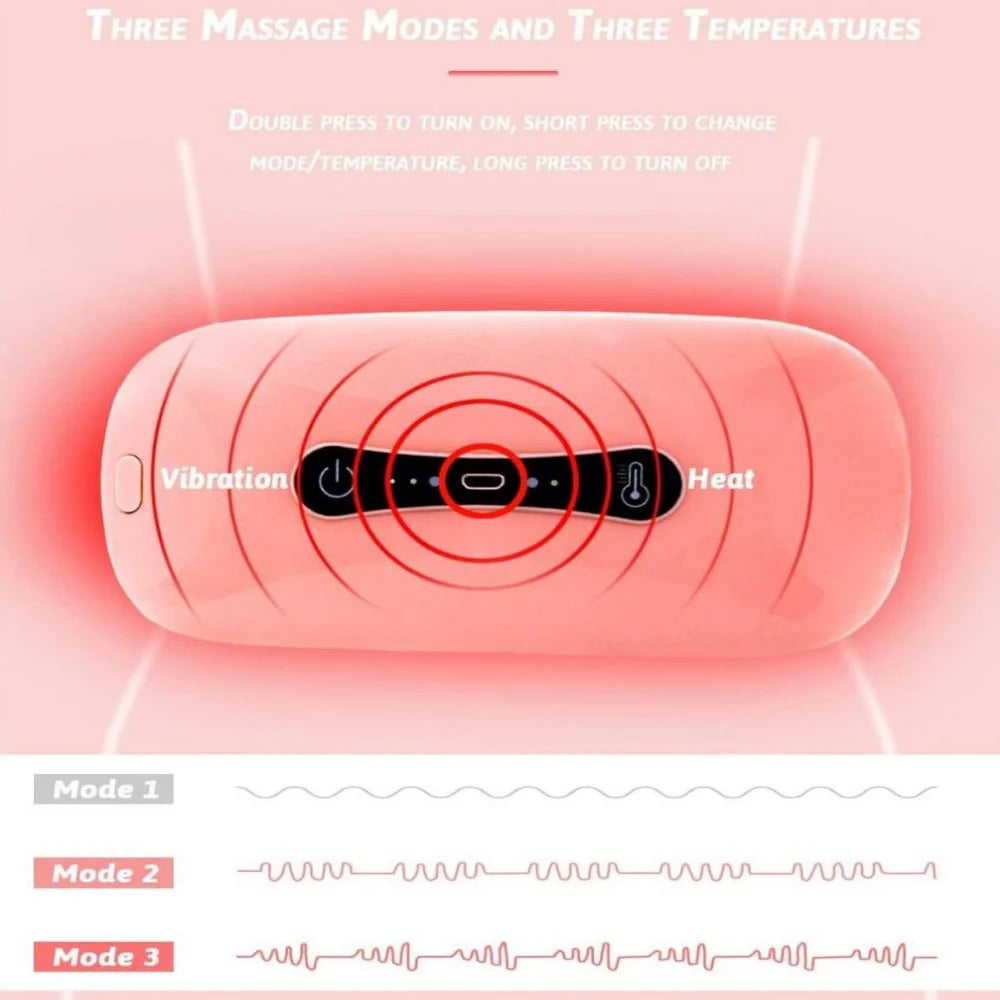 Aurexal Menstrual Cramps Relief Belt – Electric Heating Pad with Vibration for Period Pain and cramps