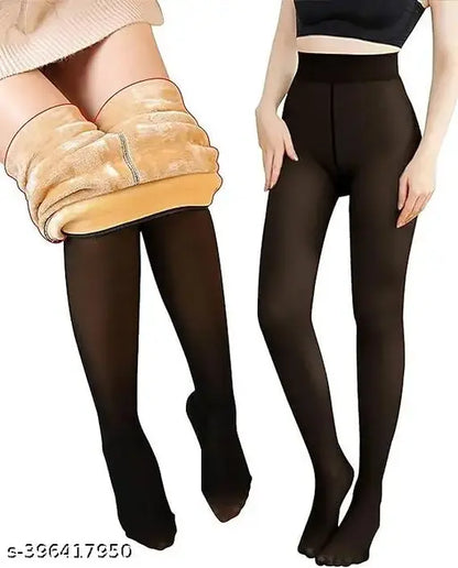 Aurexal™ Fleece Stockings for Women – Dual Tone Slim Fit